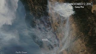 The camp fire and woosley smoke emanating from them are so intense
that they can easily be seen national atmospheric oceanic
administra...