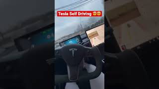 Tesla Self Driving Is CRAZY!! 🤯😍 #tesla #selfdriving #elonmusk #ev #shorts