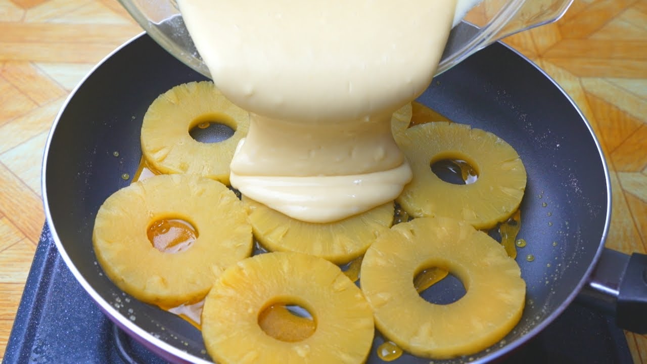 TARTA DE PIÑA HECHA EN LA SARTÉN CON SÓLO UN HUEVO