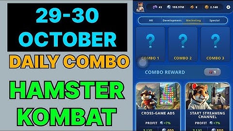 HAMSTER KOMBAT GAMEDEV DAILY COMBO | HAMSTER KOMBAT DAILY COMBO | 29 OCTOBER HAMSTER DAILY COMBO