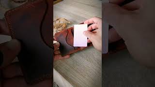 Handmade Leather Wallet For Holding Cards. Vintage Leather With A Wonderful Pull-Up.