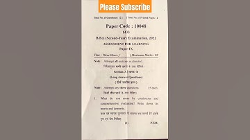 B.ed (2nd-year) 2022, Paper-IX Assessment For Learning #exam #paper #viralvideo