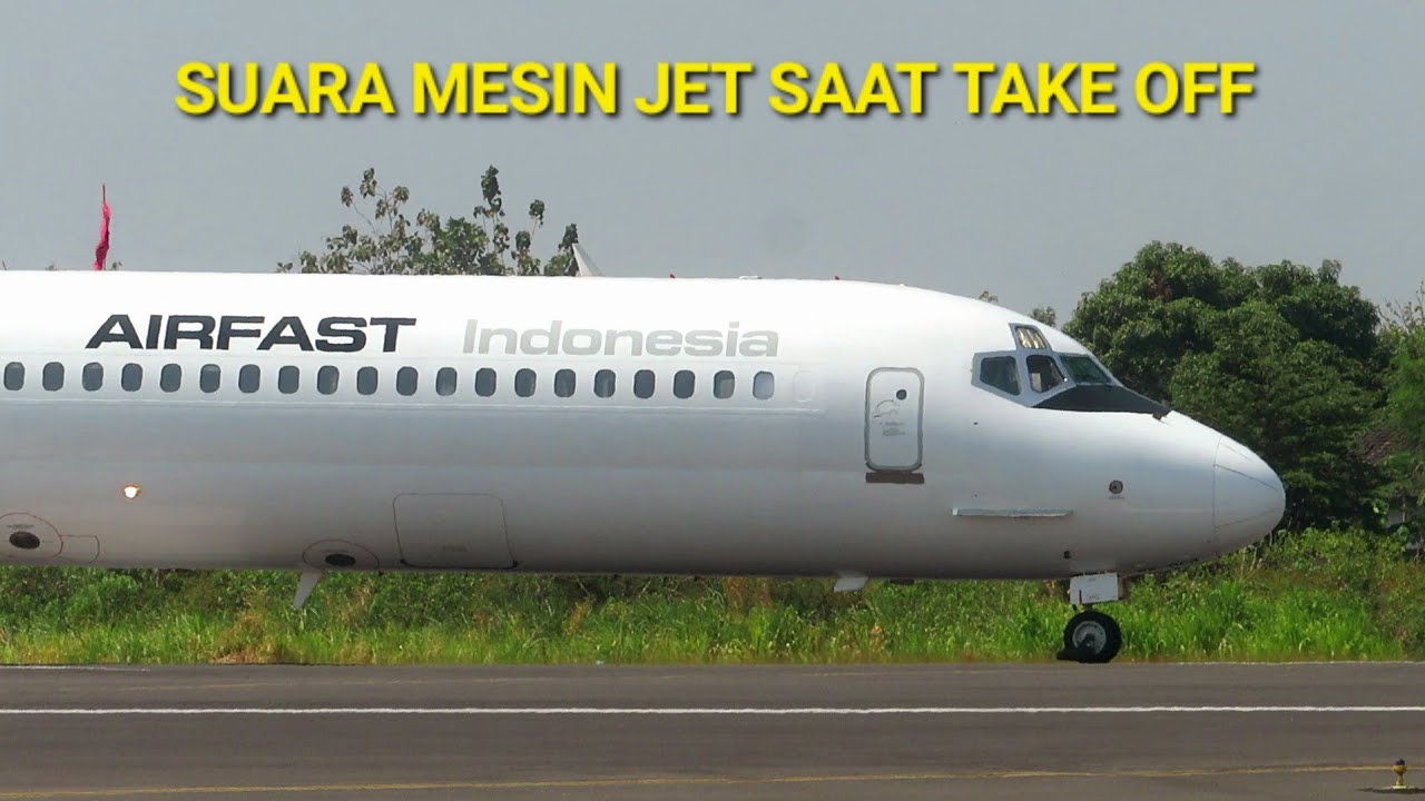 MENGGELEGAR!!! BEGINI SUARA MESIN JET PESAWAT AIRFAST SAAT TAKE OFF ...