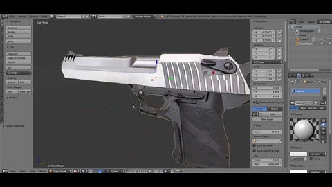 Low poly 3D model of Desert Eagle made with Blender