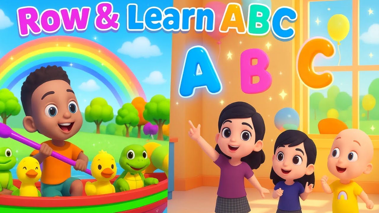 Row Row Row Your Boat + ABCD Song | Learn & Sing with Fun Animated Rhymes! | @HymnHeroes