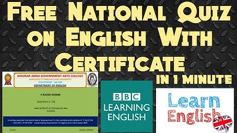 Free National Level Quiz on English certificate in 1 Minutes|free online quiz|verified courses quiz