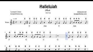 Hallelujah Easy Notes Sheet Music For Flute Violin Recorder Oboe Youtube