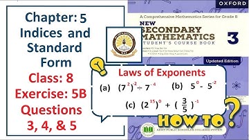 Exercise 5B Question 3, 4, and 5 – (Rational Indices)  Complete solution – APS Math Class 8.