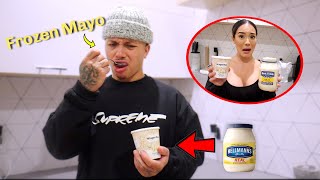 Frozen MAYONNAISE  ICE CREAM  Prank On Boyfriend ** HILARIOUS **