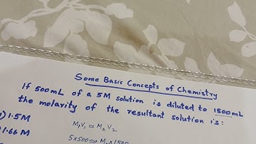If 500mL of a 5M solution is diluted to 1500mL...(ClassXI) MIRIAM TEACHER