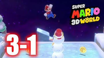 Super Mario 3D World - 3-1 Snowball Park - All Stars & Stamp 100% Gameplay Walkthrough