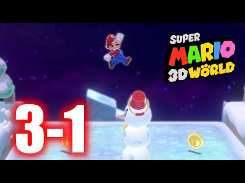 Super Mario 3D World - 3-1 Snowball Park - All Stars u0026 Stamp 100% Gameplay Walkthrough