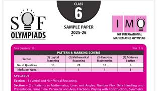 IMO class 6 | SOF IMO 2025-26 | IMO Sample paper |Sample paper class 6 | IMO 2025-26 | Math Olympiad