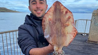 Fishing For GIANT Squid Off The Jetty!! #squidfishing