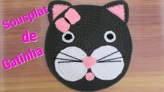 Jogo de banheiro, infantil, croche, gatinho