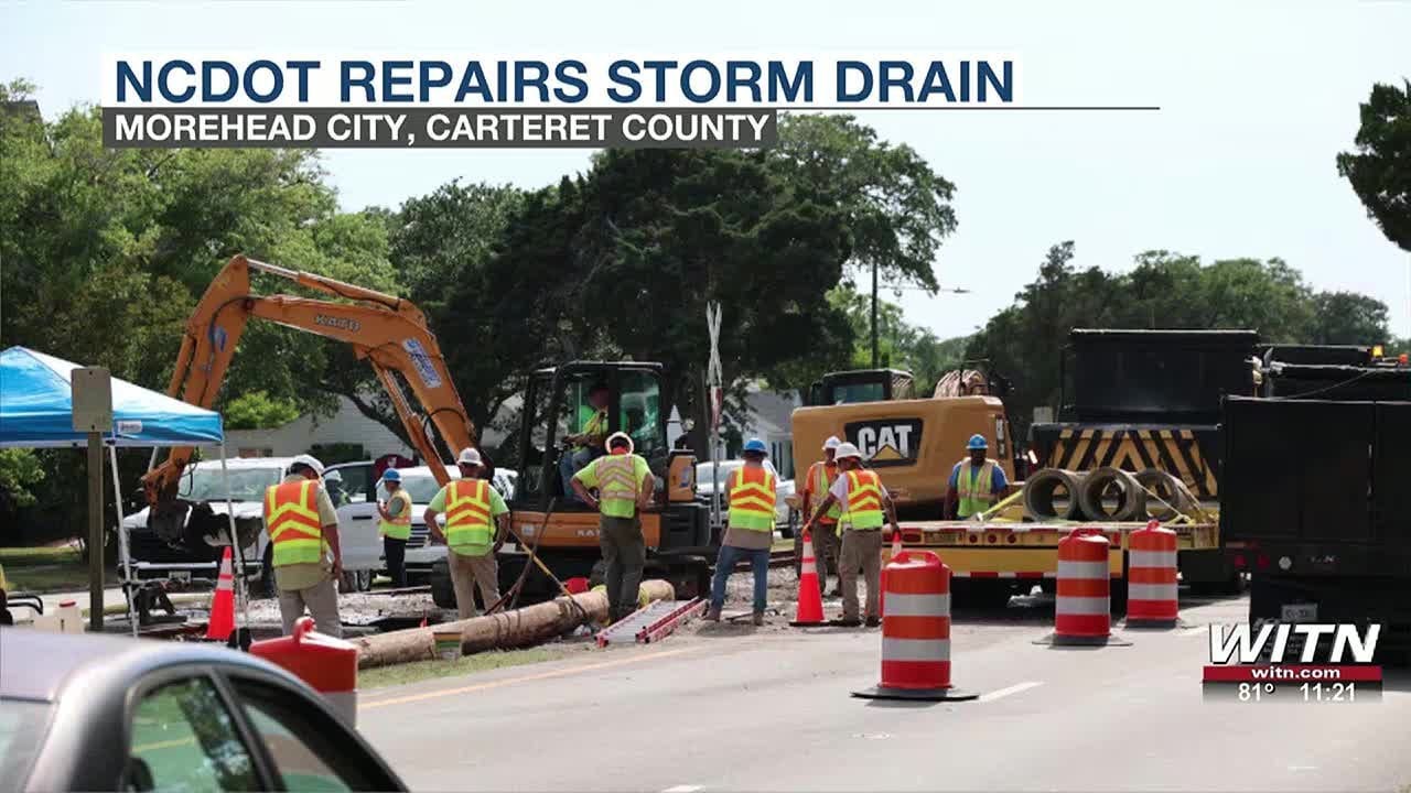 Morehead City: NCDOT repairs storm drain, traffic affected