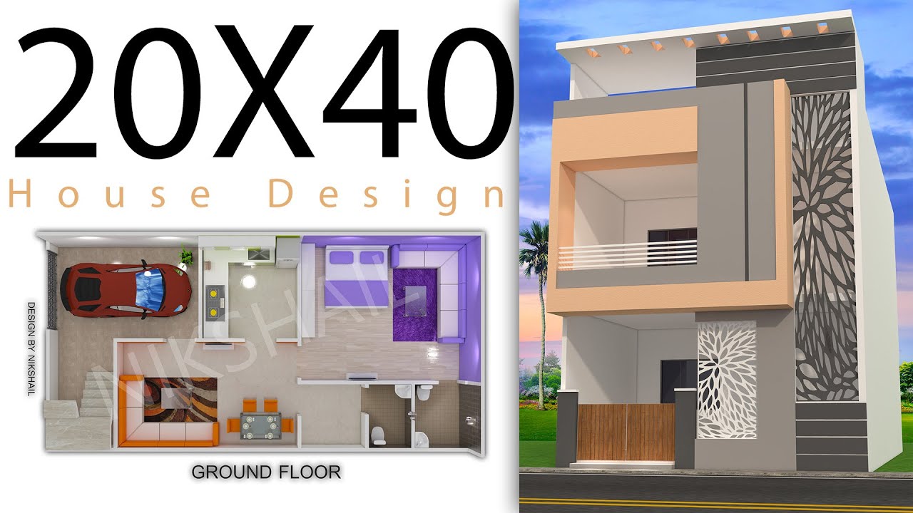 20X40 House Front elevation 800sqft house design by nikshail - YouTube