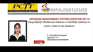 Quetion set 01| 1st year | semester 01| Database Management System| Java Institute