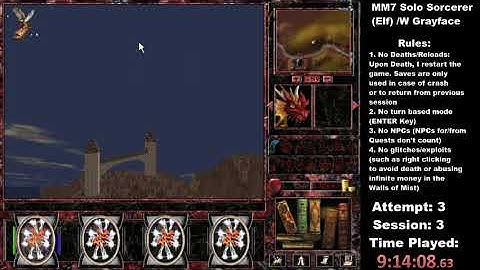MM7 Solo Sorcerer No Deaths/Reloads/NPCs/Turn Based/Glitches (Successful Attempt Part 3)