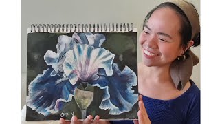 Gorgeous Blue Iris Flower Painting Tutorial Using Acrylics / Cheryl Navarro