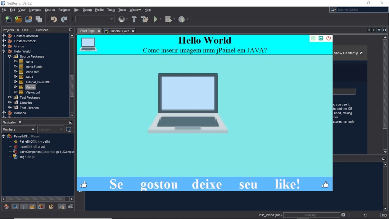 Como inserir uma imagem num JPanel em Java? Sem usar uma Label YouTube