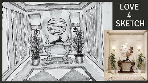 How to draw an entry way in one point perspective | step by step drawing. #draw #drawing.