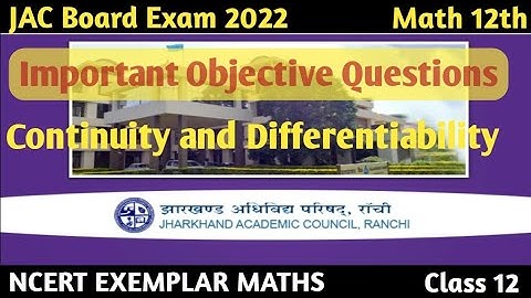 JAC Board 12 math objective question 2022 | Chapter - 5 | Continuity and Differentiability