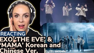 First Time Reacting to EXO 'The Eve' Lyrics and LIVE and 'MAMA' Korean and Chinese Ver.