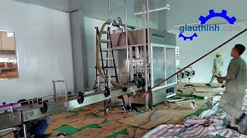 Dây Chuyền Sản Xuất Nước Rửa Tay - Máy Chiết Rót 4 Vòi Cấp Đóng Nắp Tự Động Khép Kín