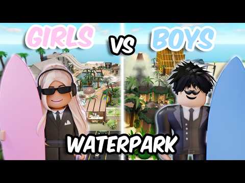 BOYS VS GIRLS WATERPARK BUILD BATTLE IN BLOXBURG thumbnail