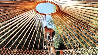 How To Build a YURT | Roof & Center Ring  Most Dangerous Part!