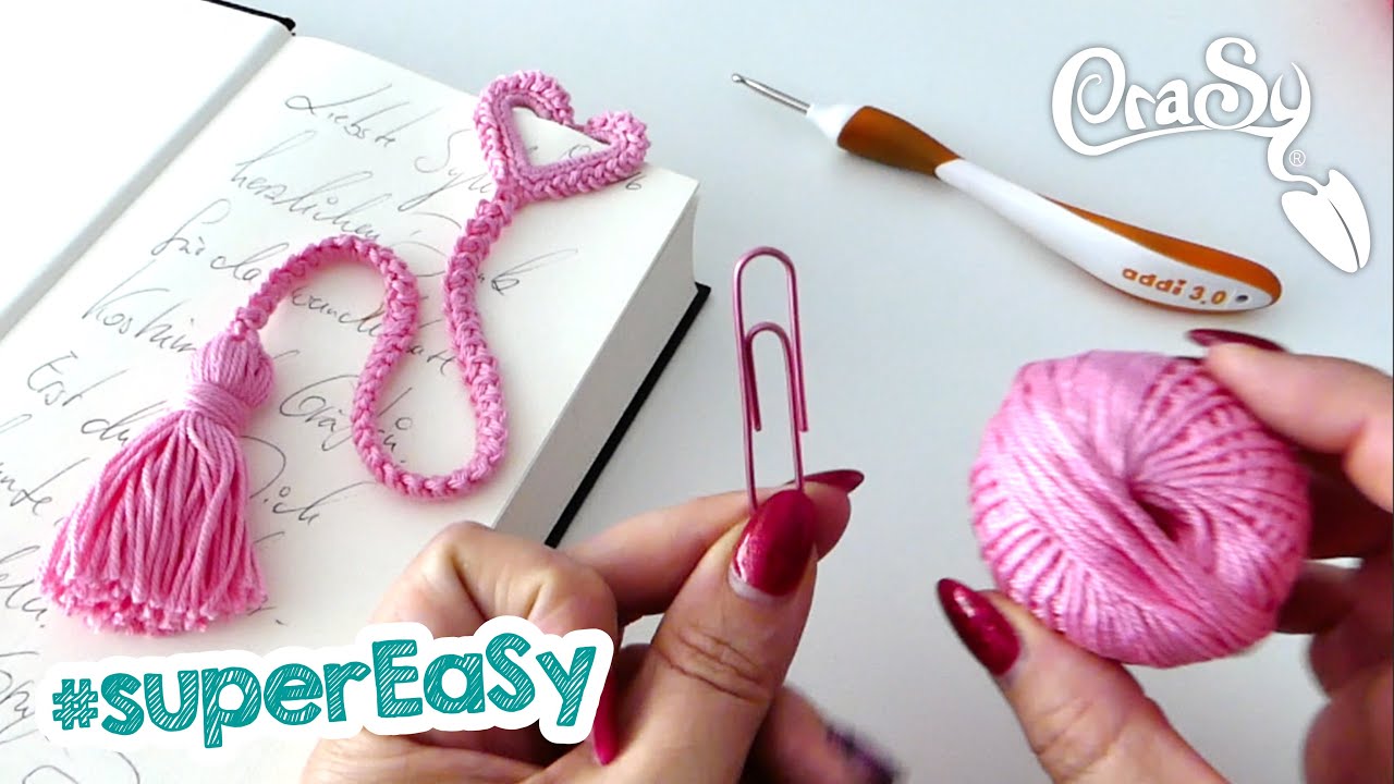 Süßes Lesezeichen aus Büroklammer & Wolle - Super Einfach