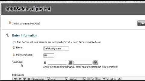 Blackboard 9.1.13: Create SafeAssignment
