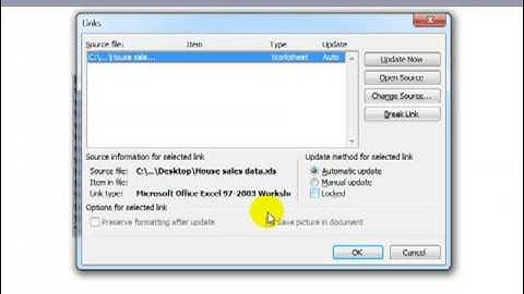 AM 3.3.4.3 Update and break links Microsoft Word 2003