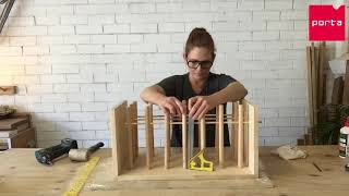 How to make a midcentury-style wine rack using dowel and pine.