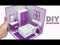 Diy miniature dollhouse room 9 purple bedroom  manilature