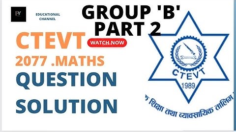 Ctevt Maths Questions Solution For First Year || Group  