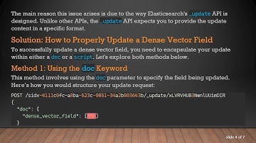 Resolving dense vector field Update Issues in Elasticsearch