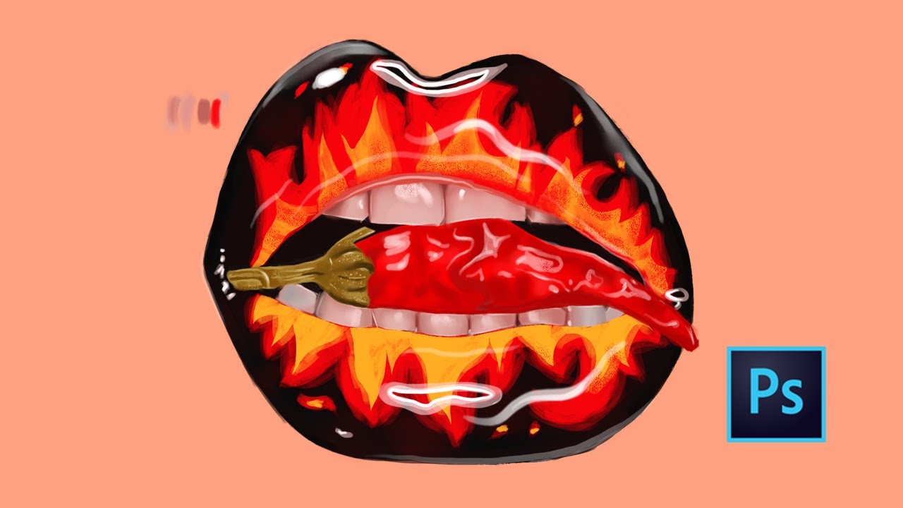 How to draw hot fire lip in (time lapse video) YouTube How to draw hot fire lip in (time lapse video) YouTube