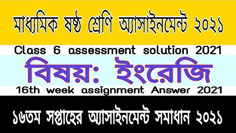 Class 6 English Assignment solution 2021 / Class 6 English 16th week assignment Answer