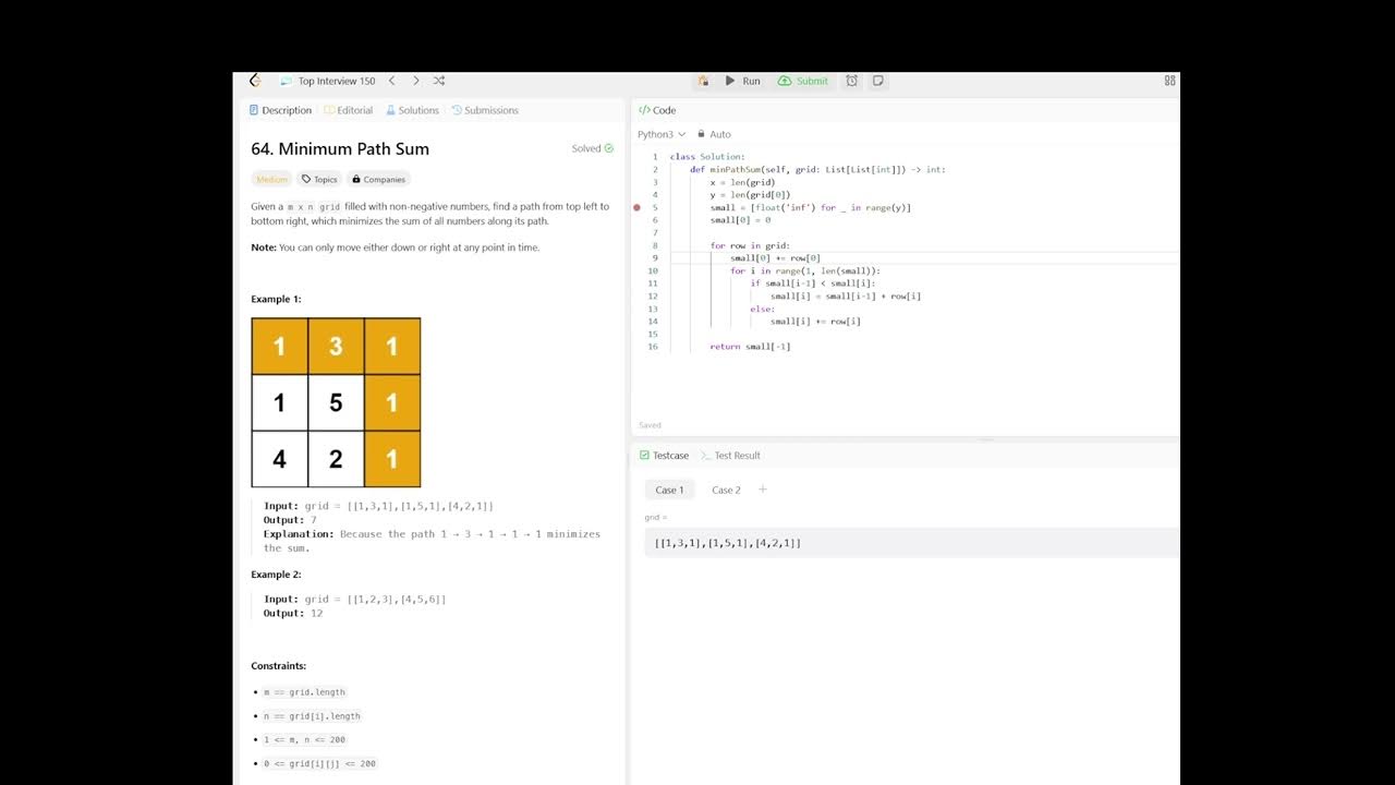 Minimum Path Sum - YouTube