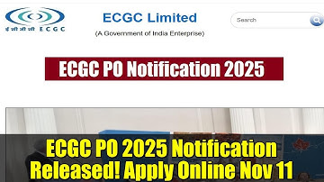 ECGC PO 2025 Notification Released! Apply Online Nov 11 | Eligibility, Exam Pattern & Steps