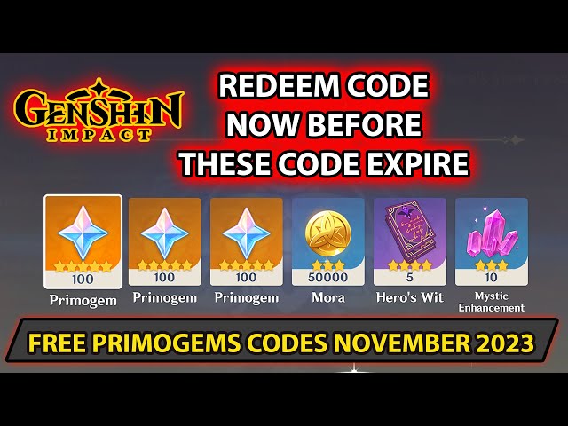 Genshin Impact Free Primogems Codes November 2023 (Redeem Now