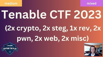 Tenable CTF 2023 (2x crypto, 2x steg, 1xrev, 2xpwn, 2xweb, 2xmisc)