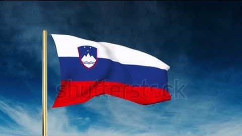 Slovenia flag slider style. Waving in the wind with cloud background animation Stock video by