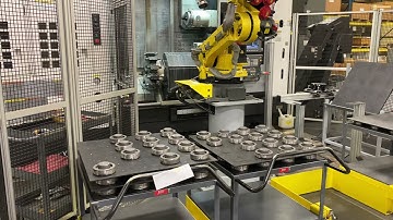 Robotic Loading of Ductile Iron Gear Castings on Twin-Spindle Okuma Multus U3000 Turning Milling