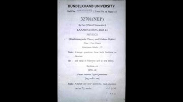 B.Sc 3rd SEM PHYSICS PAPER 2024 (electromagnetic theory and modern optics)