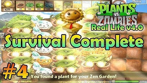 PvZ Real Life Edition v4.0 by "Pato Pato studios" #4: Survival Complete (without lawn mower)