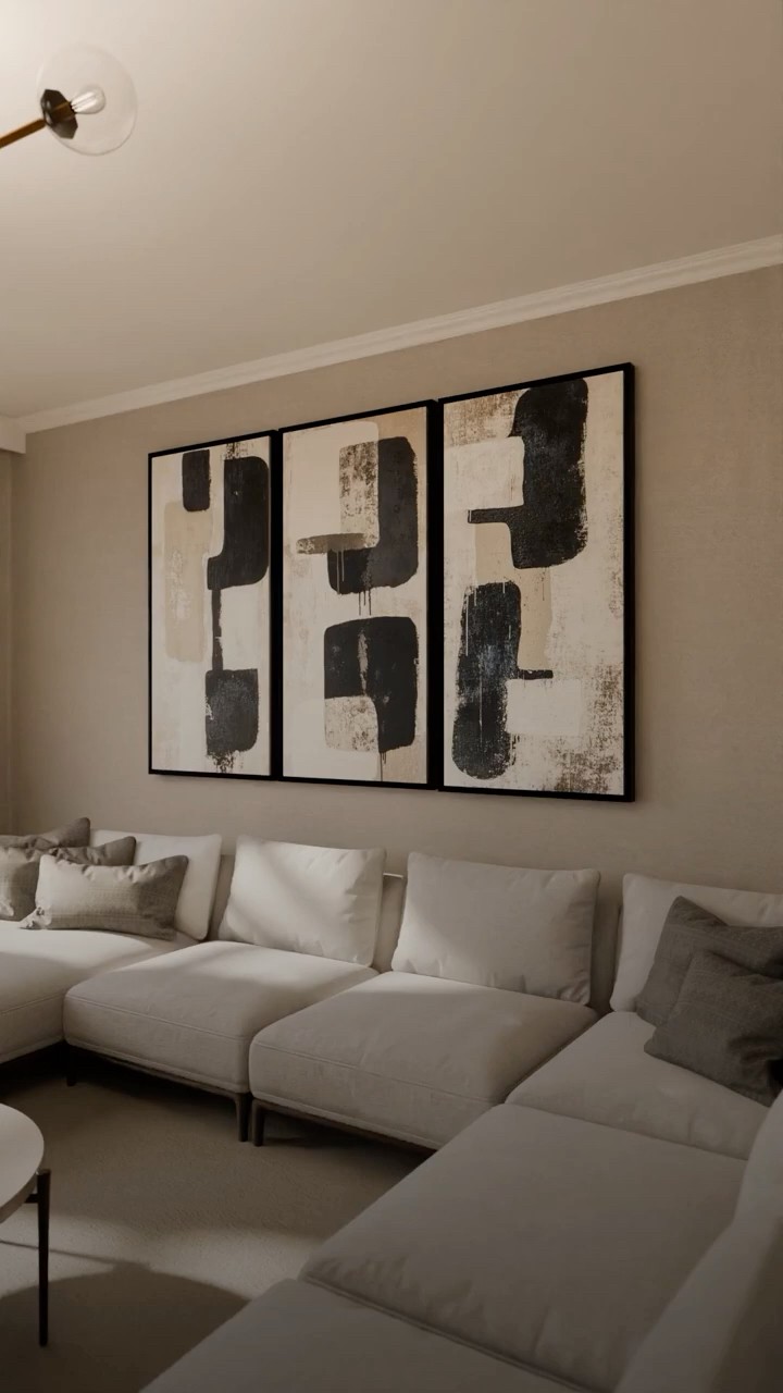 Vídeo de Quadro Abstrato Essência Minimalista 3 Peças