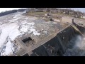 Ballville Dam ice jam release filmed with aerial drone